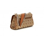 Guess Neda 4G Peony Logo Τσαντάκι Ώμου Μπεζ, Καφέ
