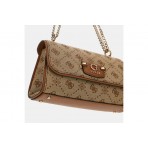 Guess Neda 4G Peony Logo Τσαντάκι Ώμου Μπεζ, Καφέ