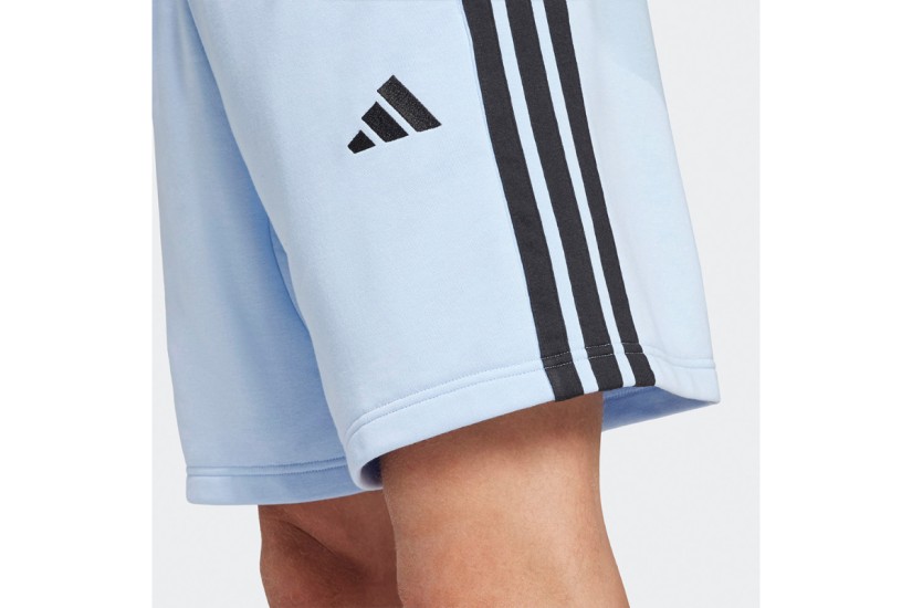 Adidas Performance Essential 3-Stripes French Terry Ανδρική Αθλητική Βερμούδα Γαλάζια, Μαύρη