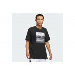 Adidas Performance Hoop Sanctuary Graphic Ανδρικό Κοντομάνικο T-Shirt Μαύρο, Γκρι