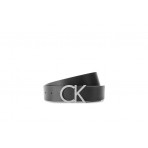 Calvin Klein Logo 3,5CM Γυναικεία Casual Ζώνη Μαύρη, Ασημί