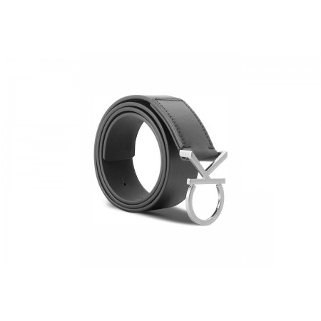 Calvin Klein Logo 3,5CM Γυναικεία Casual Ζώνη Μαύρη, Ασημί