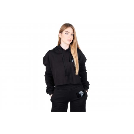 Kendall + Kylie W Patch Cropped Loose Hoody Sweatshirt 
