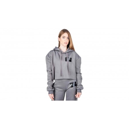 Kendall + Kylie W Patch Cropped Loose Hoody Sweatshirt 