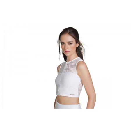Kendall + Kylie W Mesh Net Zipper Tank Crop Top Αμάνικο 