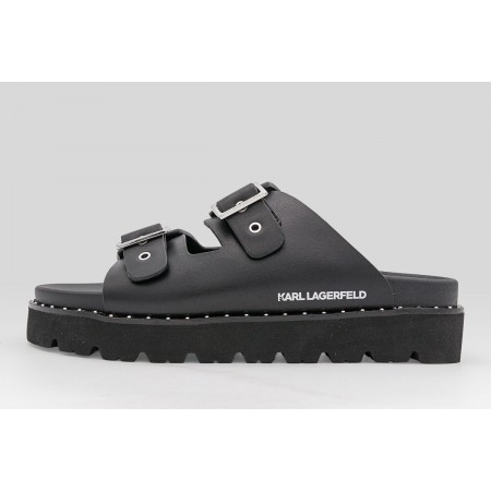 Karl Lagerfeld Kaia Double Buckle Γυναικεία Σανδάλια Μαύρα