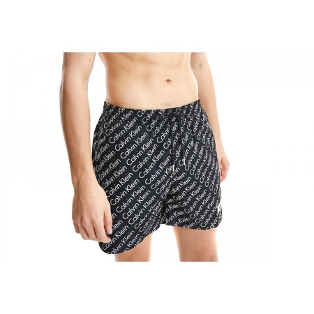 Calvin Klein Diagonal Logo Black Μαγιό Σορτς 