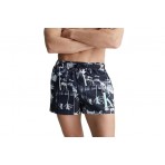 Calvin Klein Short Drawstring Print Ανδρικό Μαγιό Μαύρο, Λευκό, Γκρι