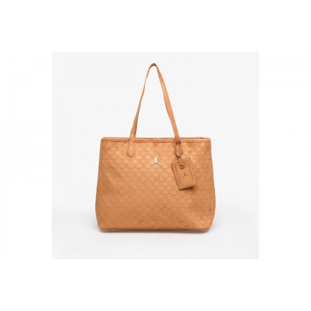 Jordan Suede Monogram Γυναικεία Τσάντα Tote Κάμελ 40L