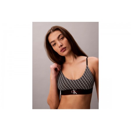 Calvin Klein Unlined Graphic Monogram Γυναικείο Bralette Μαύρο, Λευκό