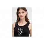 Calvin Klein Logo Graphic Ribbed Γυναικείο Φόρεμα Mini Μαύρο