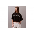 Calvin Klein Logo Graphic Boxy Cropped Κοντομάνικο T-Shirt Μαύρο