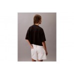 Calvin Klein Logo Graphic Boxy Cropped Κοντομάνικο T-Shirt Μαύρο