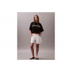 Calvin Klein Logo Graphic Boxy Cropped Κοντομάνικο T-Shirt Μαύρο