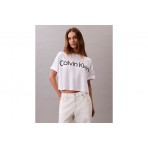 Calvin Klein Logo Graphic Boxy Cropped Κοντομάνικο T-Shirt Λευκό