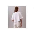 Calvin Klein Logo Graphic Boxy Cropped Κοντομάνικο T-Shirt Λευκό