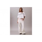 Calvin Klein Logo Graphic Boxy Cropped Κοντομάνικο T-Shirt Λευκό