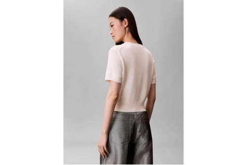 Calvin Klein Monologo Cropped Πουλόβερ Κοντομάνικο Γυναικείο (LV044E306G YBH)