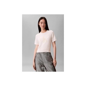Calvin Klein Monologo Cropped Πουλόβερ Κοντομάνικο Γυναικείο (LV044E306G YBH)