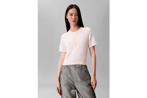 Calvin Klein Monologo Cropped Πουλόβερ Κοντομάνικο Γυναικείο (LV044E306G YBH)