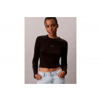 Calvin Klein Γυναικεία Μακρυμάνικη Μπλούζα με Λαιμόκοψη Μαύρη