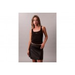 Calvin Klein Slim Ribbed Cotton Γυναικεία Αμάνικη Μπλούζα Μαύρη