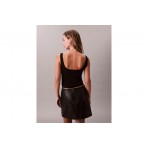 Calvin Klein Slim Ribbed Cotton Γυναικεία Αμάνικη Μπλούζα Μαύρη