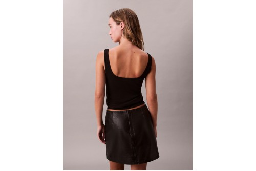 Calvin Klein Slim Ribbed Cotton Μπλούζα Αμάνικη Γυναικεία (LV047A804G UB1)