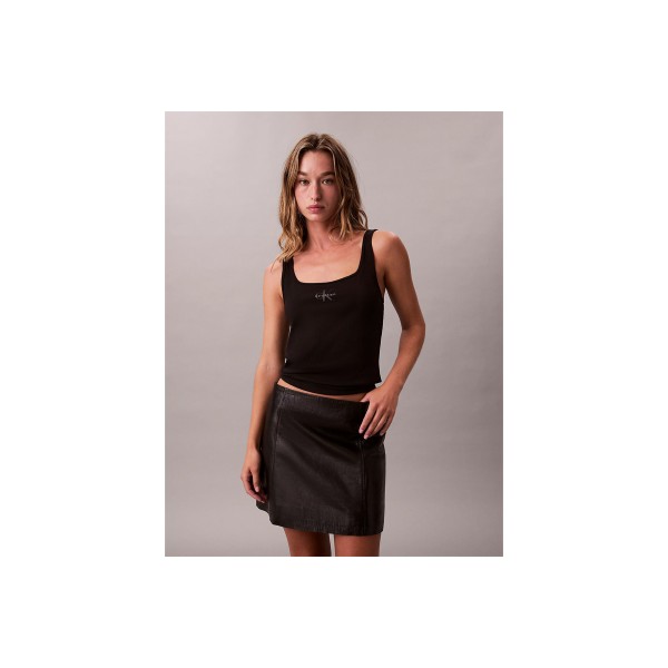 Calvin Klein Slim Ribbed Cotton Μπλούζα Αμάνικη Γυναικεία (LV047A804G UB1)