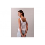 Calvin Klein Slim Ribbed Cotton Γυναικεία Αμάνικη Μπλούζα Λευκή