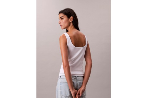Calvin Klein Slim Ribbed Cotton Μπλούζα Αμάνικη Γυναικεία (LV047A804G YAA)