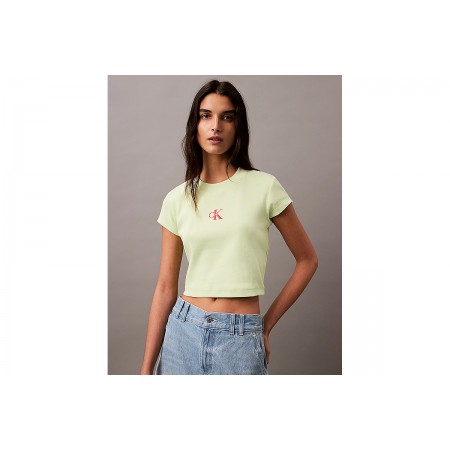 Calvin Klein Γυναικείο Κοντομάνικο Crop Top Λαχανί