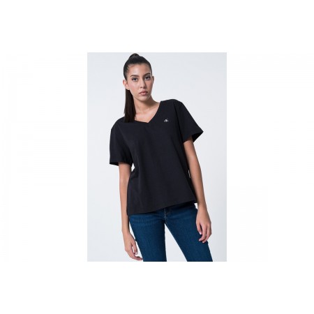 Calvin Klein Relaxed Monogram V-Neck T-Shirt Γυναικείο 