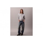 Calvin Klein Monogram Fleece Γυναικεία Μακρυμάνικη Μπλούζα Γκρι