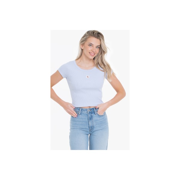 Calvin Klein Slim Ribbed Cotton Badge T-Shirt Γυναικείο (LV047C200G TKF)