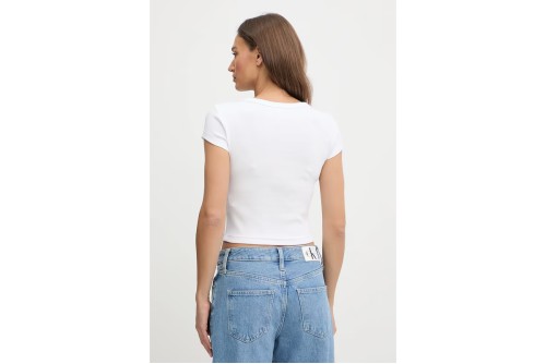 Calvin Klein Slim Ribbed Cotton Badge T-Shirt Γυναικείο (LV047C200G YAA)