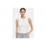 Calvin Klein Cotton Stretch Rib Γυναικεία Αμάνικη Μπλούζα Λευκή