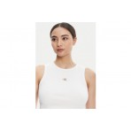 Calvin Klein Cotton Stretch Rib Γυναικεία Αμάνικη Μπλούζα Λευκή
