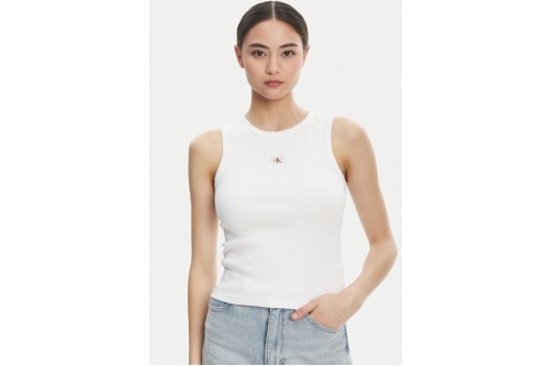Calvin Klein Ribbed Cotton Badge Μπλούζα Αμάνικη Γυναικεία (LV047C201G YAA)