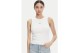 Calvin Klein Cotton Stretch Rib Γυναικεία Αμάνικη Μπλούζα Λευκή