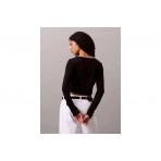 Calvin Klein Ribbed Slim Γυναικεία Βαμβακερή Ζακέτα Μαύρη