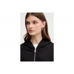 Calvin Klein Cotton Terry Γυναικεία Βαμβακερή Ζακέτα με Κουκούλα Μαύρη