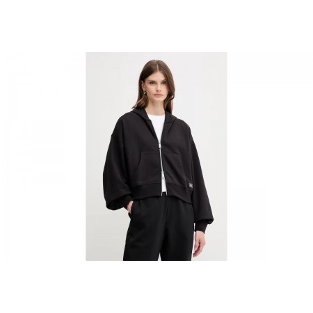 Calvin Klein Cotton Terry Γυναικεία Βαμβακερή Ζακέτα με Κουκούλα Μαύρη