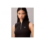 Calvin Klein Quarter Zip Γυναικεία Αμάνικη Μπλούζα Μαύρη