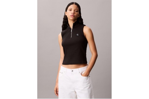 Calvin Klein Sleeveless Quarter Zip Μπλούζα Αμάνικη Γυναικεία (LV047C909G UB1)