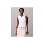 Calvin Klein Quarter Zip Γυναικεία Αμάνικη Μπλούζα Λευκή