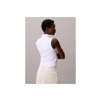 Calvin Klein Quarter Zip Γυναικεία Αμάνικη Μπλούζα Λευκή