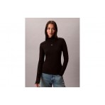 Calvin Klein Ribbed Cotton Γυναικεία Μακρυμάνικη Μπλούζα