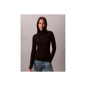 Calvin Klein Ribbed Cotton Μπλούζα Με Ψηλό Λαιμό Γυναικεία (LV047D203G UB1)