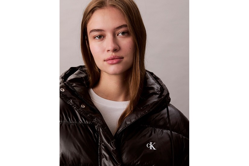 Calvin Klein Γυναικείο Μπουφάν Puffer με Κουκούλα Μαύρο